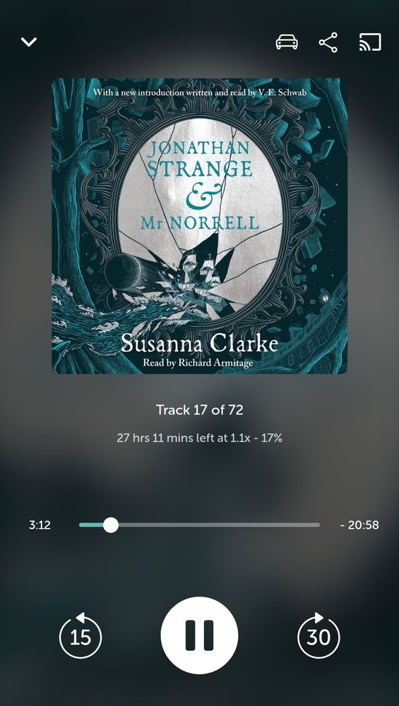 Screenshot of the audiobook Jonathan Strange and Mr. Norrel by Susanna Clarke, read by Richard Armitage