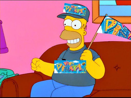 Homer Simpson JPG but with Viva Pinata hat, pennant, and t-shirt