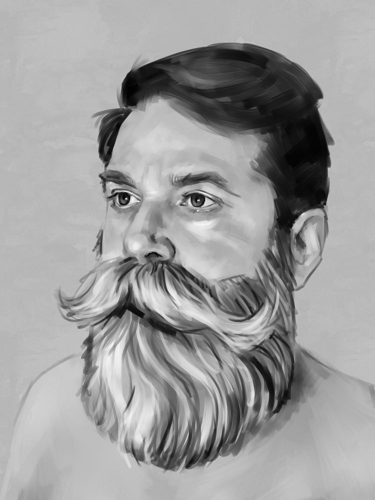 Digital painting of a man with a beard 