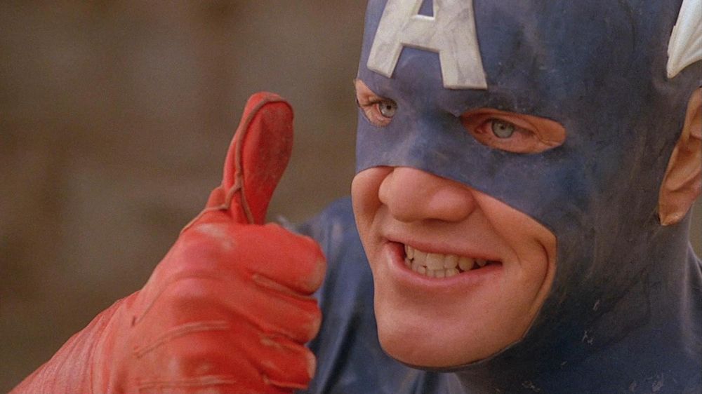 Captain America from the 1990 movie giving a thumbs up