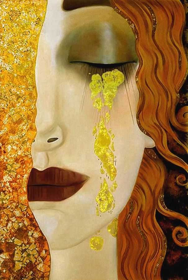Oil on canvas painting called "GOLDEN TEARS".