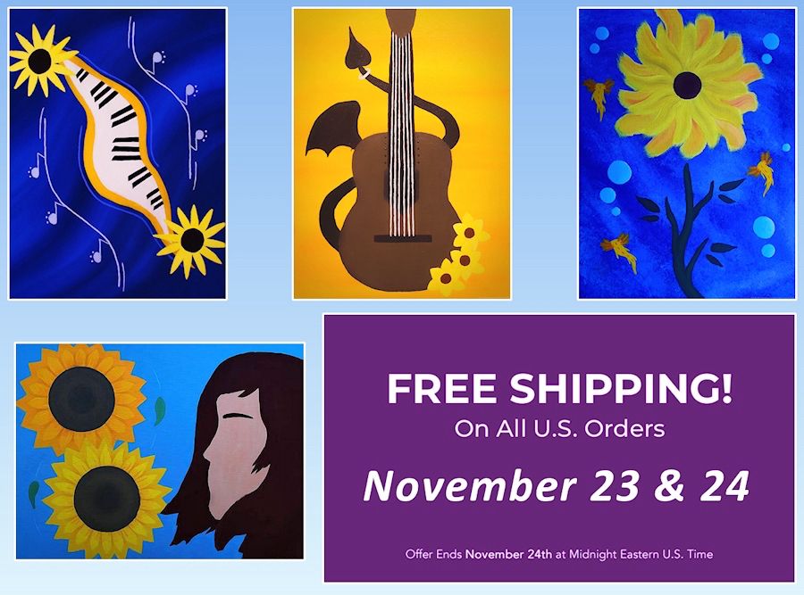 An ad describing a free shipping deal on all U.S. orders for art products