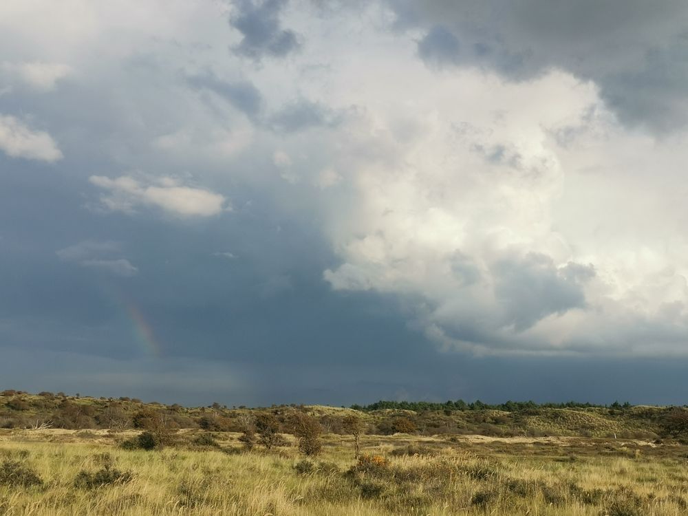 Regenboog in donkere deel bui 