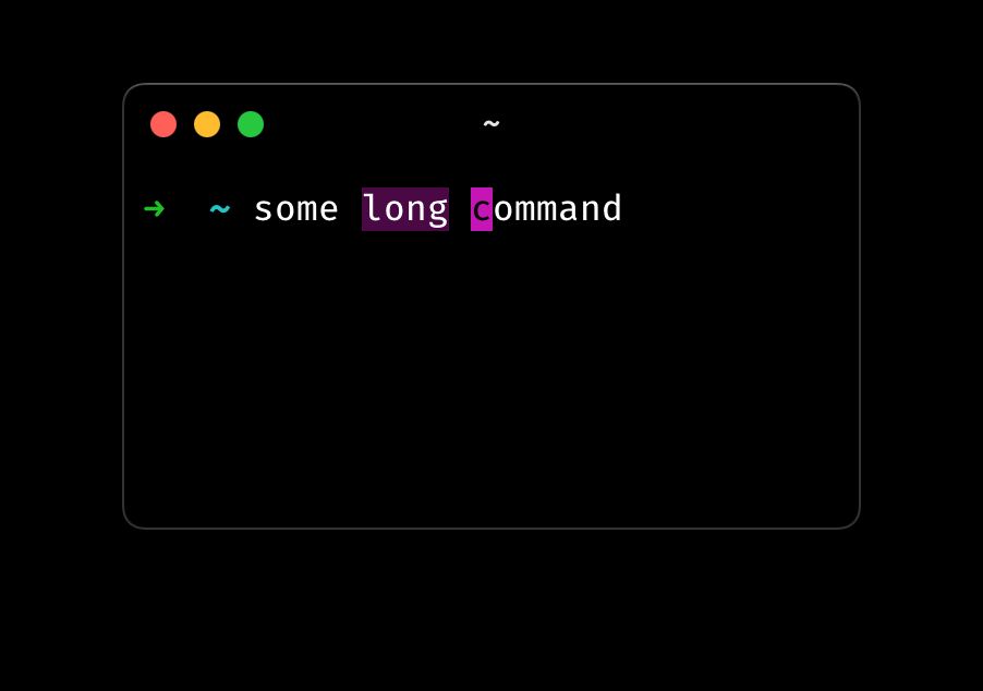 Basic terminal window with text showing the block cursor styled bink and selection with a dark pink background.