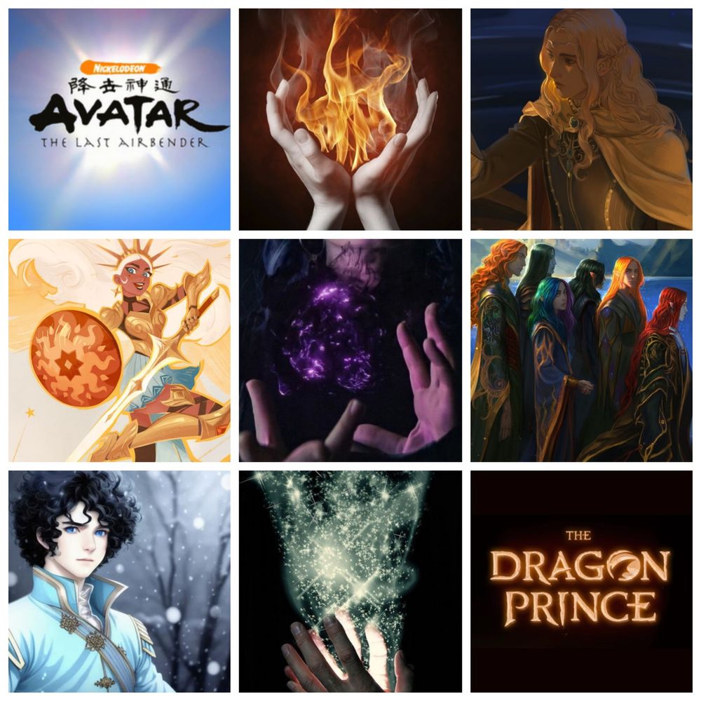 Aesthetic board for my fae high fantasy middle grade story that's Avatar The Last Airbender meets The Dragon Prince.