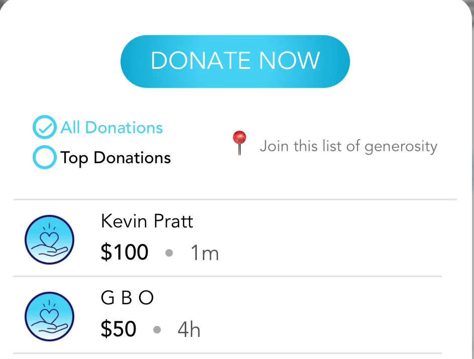 Donation receipt for $100