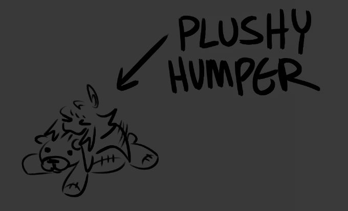 kira (oc) is humping a giant bear stuffy. thats it. thats the image.
