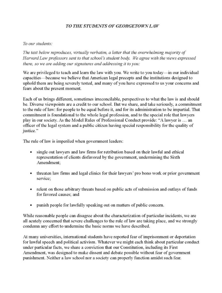 Letter in support of the rule of law from GULC professors