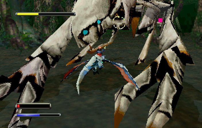 Panzer Dragoon Zwei encountering a giant bio monster in the forest 