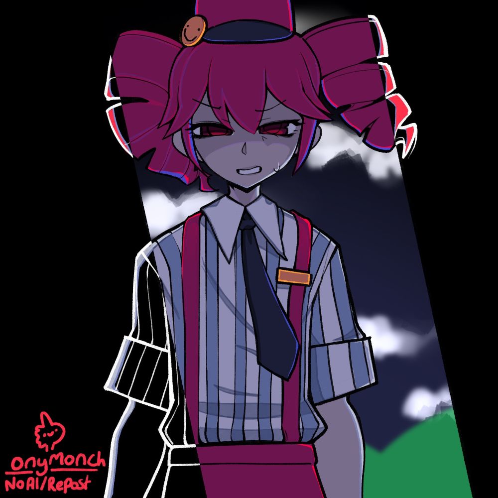 Kasane Teto from Mesmeriser, with a pained expression on her face as she resists hypnosis.