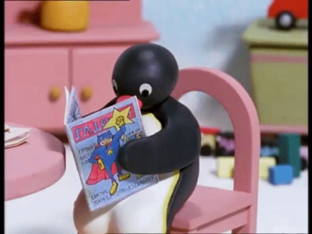 Pingu Reading GIF