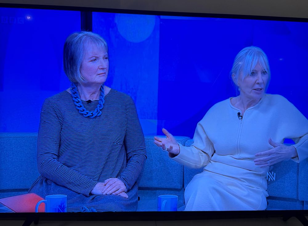 Harriet Harman sat next to Nadine Dorries in the BBC Newsnight studio. 