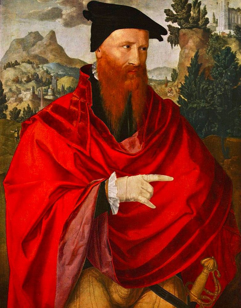 portrait d'un homme faisant le geste des cornes