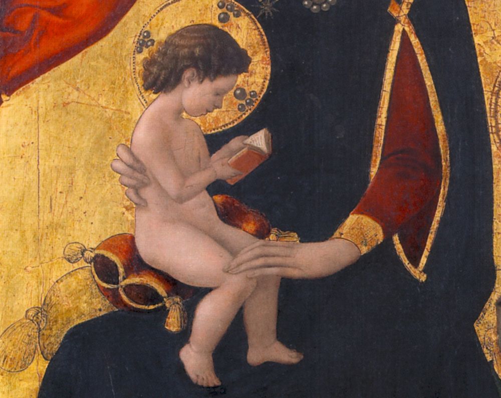 détail d'une peinture de Paollo Uccello : un enfant lisant