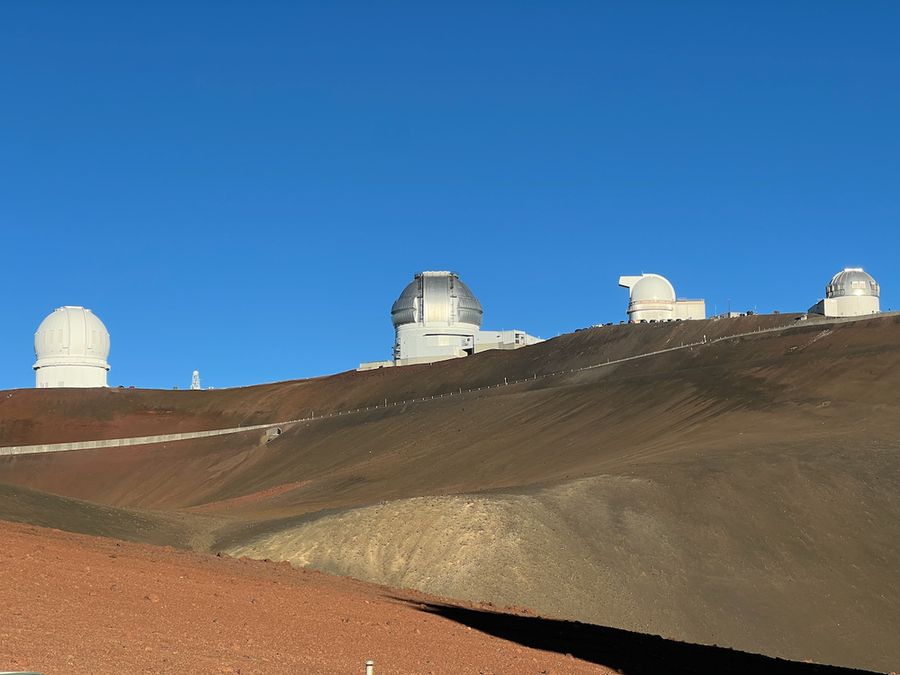 Various observatory telescope buildings located on the summit of Mauna Kea, Big Island, Hawaii.