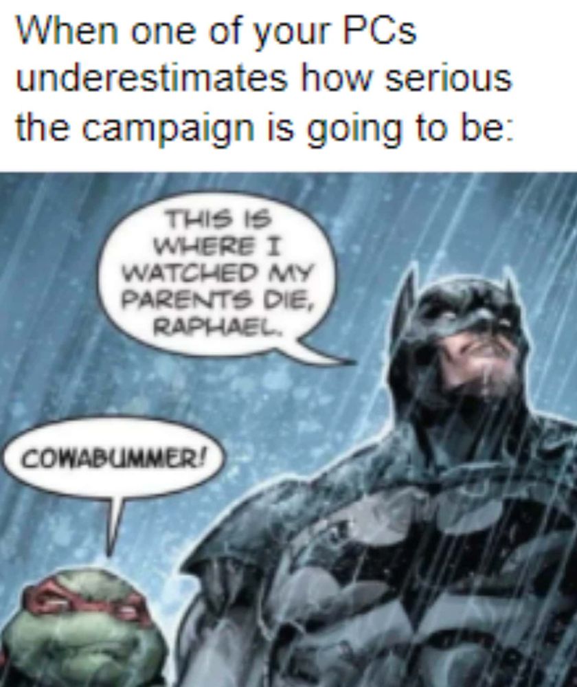 A meme with text at the top and a comic panel below. The top text reads: 