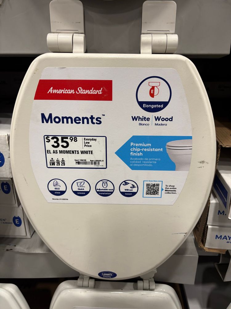 An American Standard toilet seat for sale called “Moments”