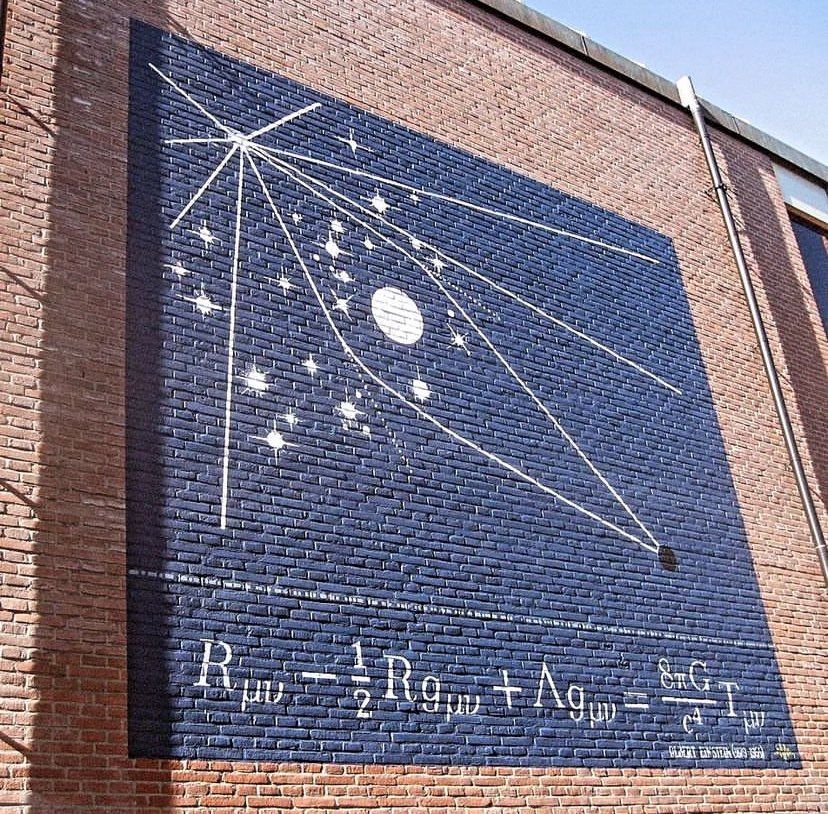 Einstein’s field equation on a wall in Leiden, Netherlands.