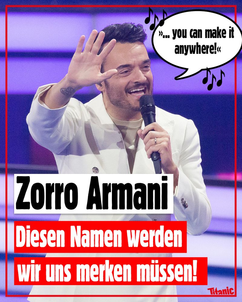 Zorro Armani (Giovanni Zarrella) hält ein Mikrofon 