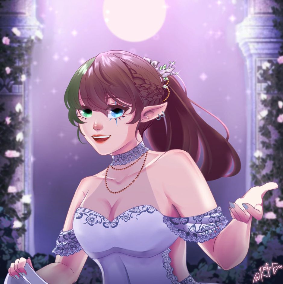 Ven the elf in her ballroom gown garb