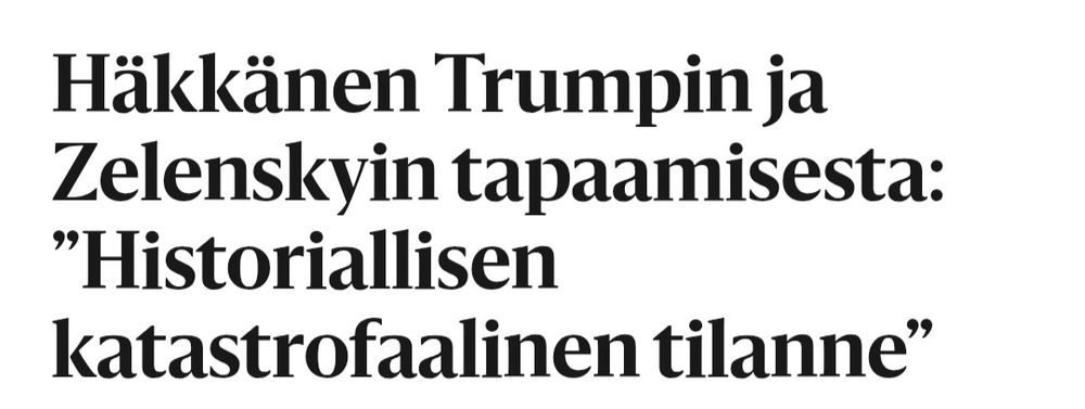 HS:n otsikko: Häkkänen Trumpin ja Zelenskyin tapaamisesta: 