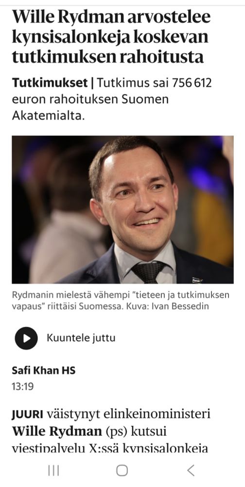 Helsingin Sanomien otsikko: 