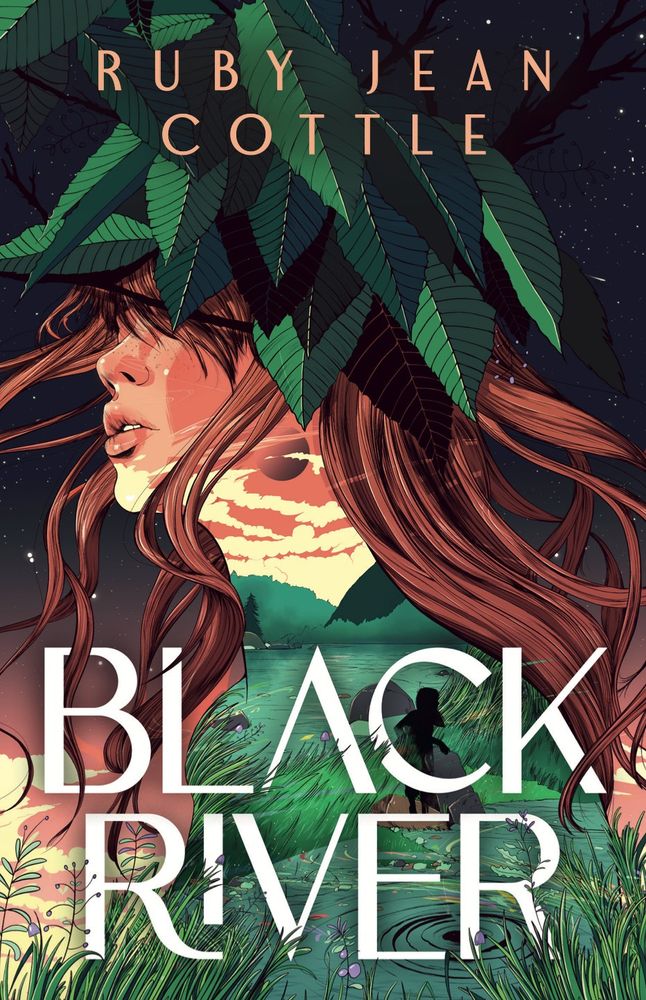 Cover, Black River Ruby by Jean Cottle (January 2026): human face superimposed on nature scene. Not the cover as shown on Edelweiss. 