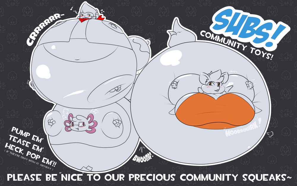 An Inflated Jackal, Axolotl and Monkey are inflated like spherical balloons as an announcement lets the viewer know they are easily teased submissive nerds.