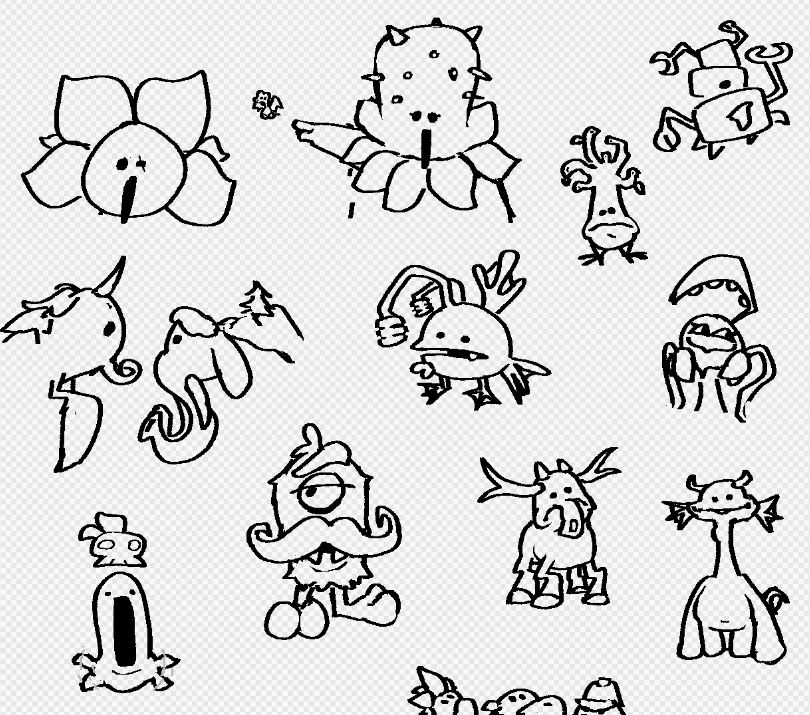 Doodles of various monsters from My Singing Monsters