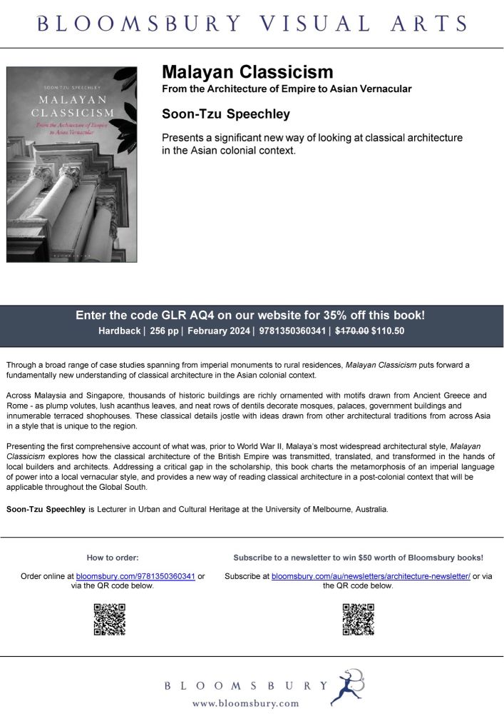 Flyer with blurb and discount code for Malayan Classicism: GLR AQ4.