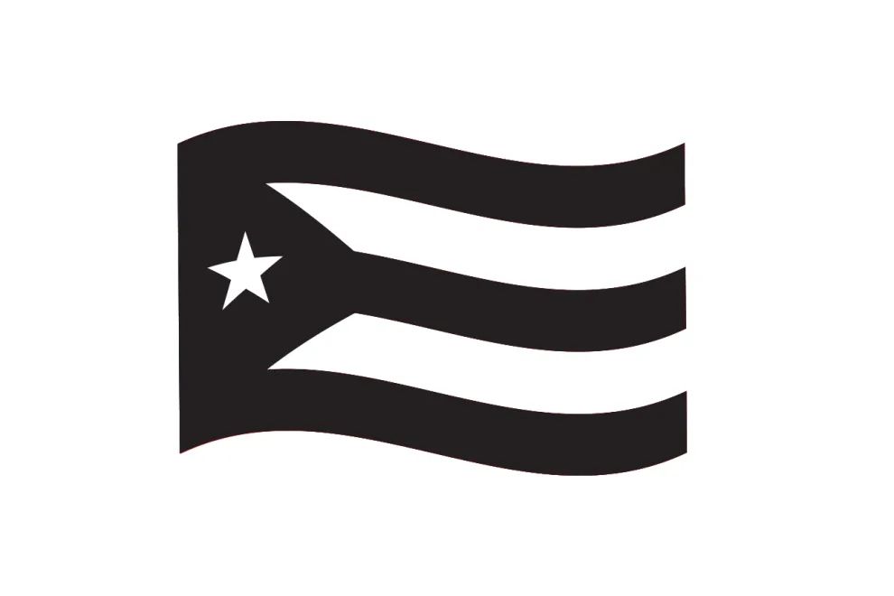Black and white version of Puerto Rican flag.