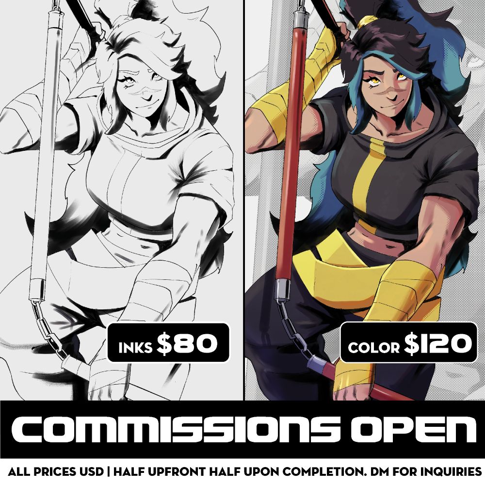 Commission listing of 3/4 body. $80 for inks. $120 for Color. 
Prices USD.

Half Upfront. Half Upon completion. 
DM for inquiries.