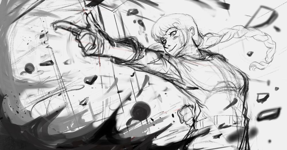 different perspective of Makima doing the finger-gun shot