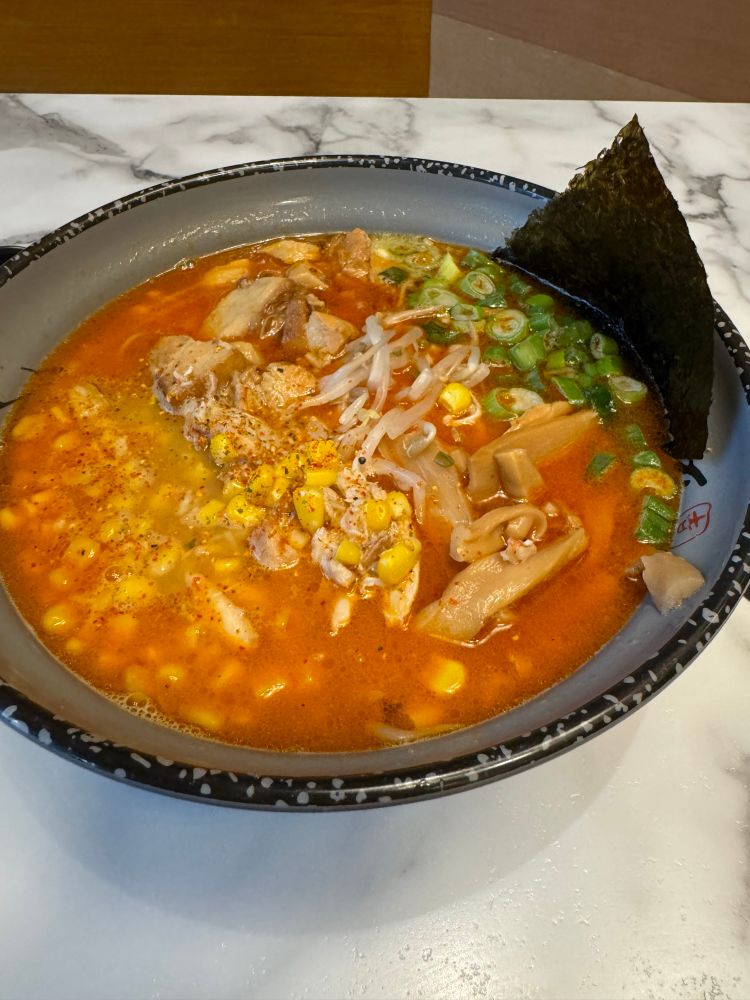 A beautiful bowl of Spicy Crab Miso Ramen