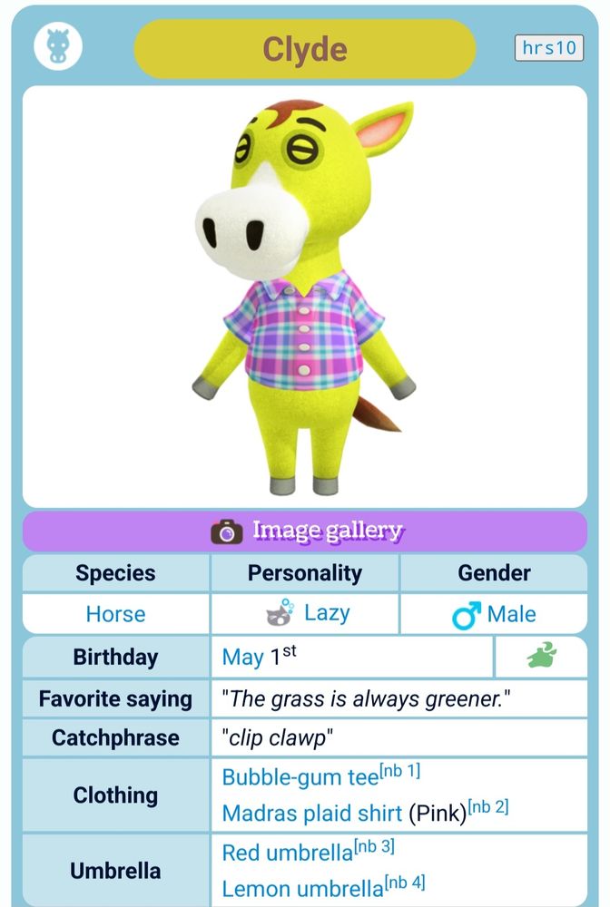 Clyde yellow Horse Villager in Animal Crossing 