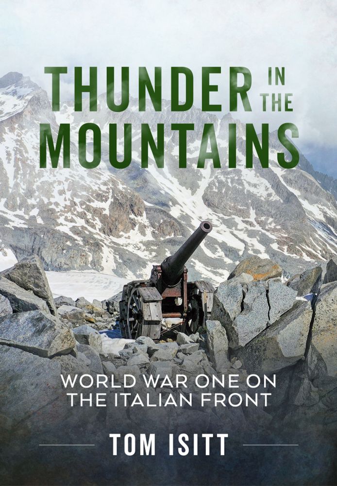 The cover of Thunder in the Mountains, showing a 6-inch howitzer on a mountain top