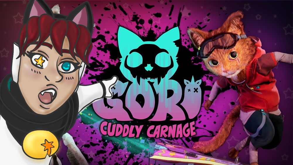 Thumbnail of Gori: Cuddly Carnage, with a Akira pointing at it, for a going live post.