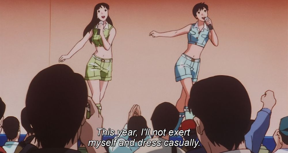 From the film Perfect Blue. sub - "This year, I'll not exert myself and dress casually."