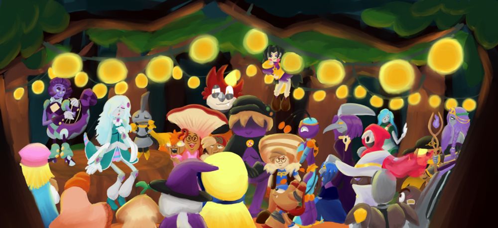 A selection of mario ocs enjoying a lantern lit forest concert