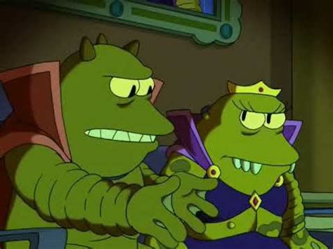 Image from Futurama of two aliens in royal garb. In the show the king alien is asking 