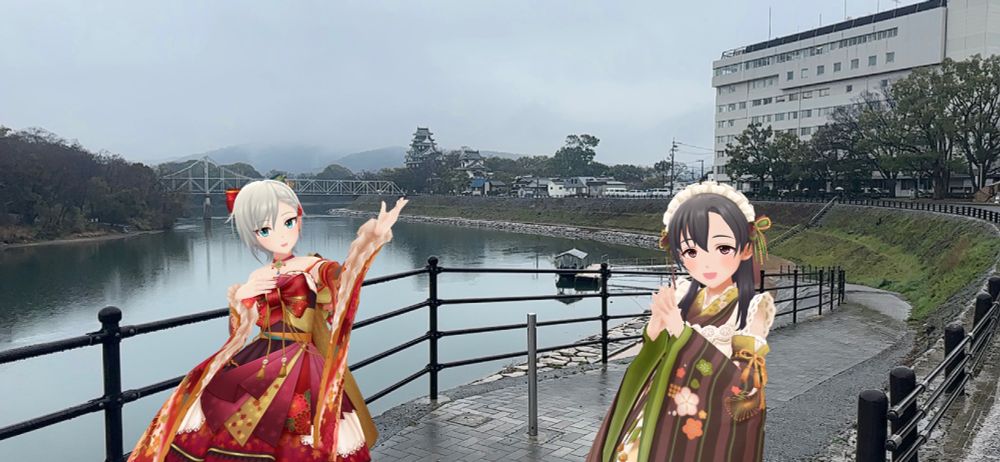 岡山城周辺の堀
奥に見えるのが岡山城