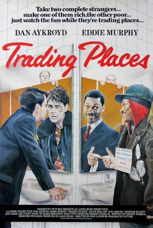 Promotional poster for the comedy Christmas film, Trading Places, starring Dan Aykroyd & Eddie Murphy.