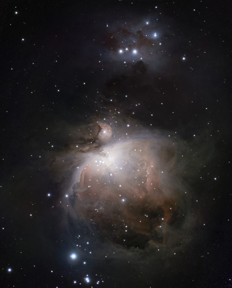 M42, the Great Orion Nebula, and Sh 2-279, the Running Man nebula, taken with the SeeStarS50. 