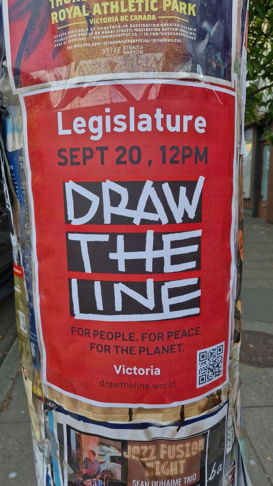 New poster on same post. Legislature Sept 20, 12 pm. DRAW THE LINE. For People. For Peace. For the planet. www.drawtheline.world 