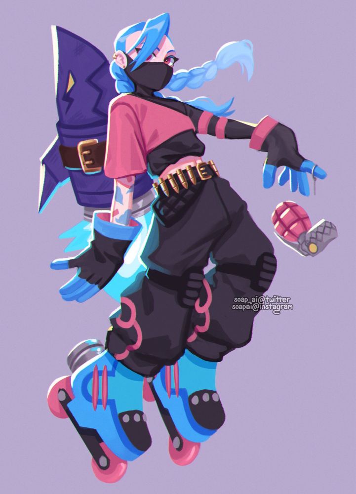 jinx in the fashion style of jet from lethal league
