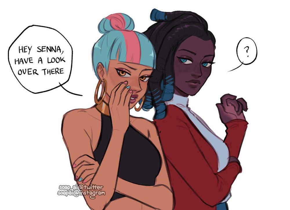 Qiyana is whispering to Senna noticing something that she has not