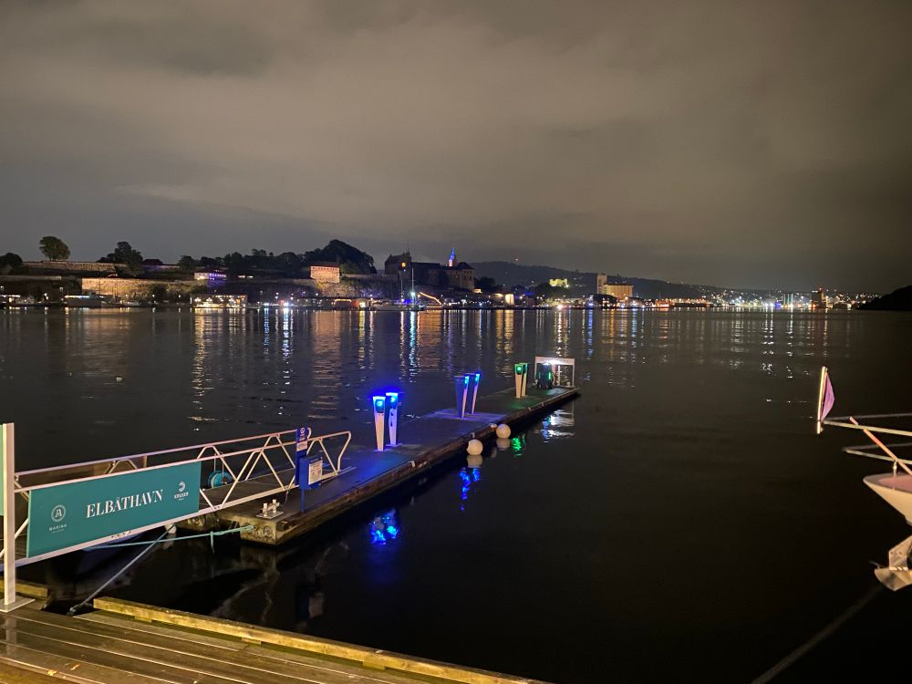 Night view of Oslo harbor 