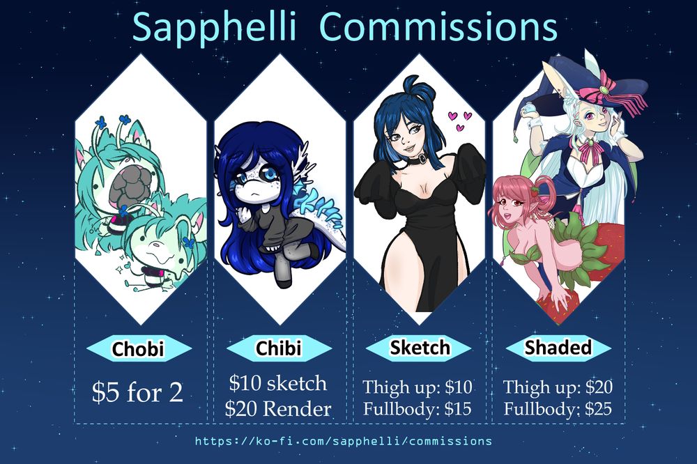 a flyer for commissions i have available