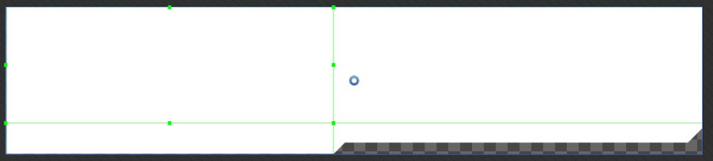 Screenshot of the 1000xResist dialogue box background sprite opened up in the Unity sprite editor. The 9-slice region borders are shown in green (note that there are no top or left regions so it's actually like, a 4-slice?