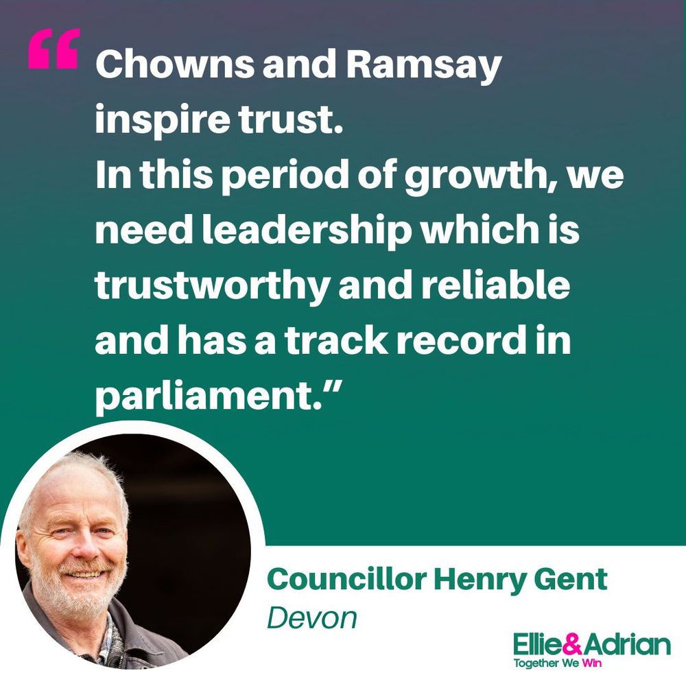 Picture of Cllr Henry Gent in Devon with a quote of support for Ellie and Adrian